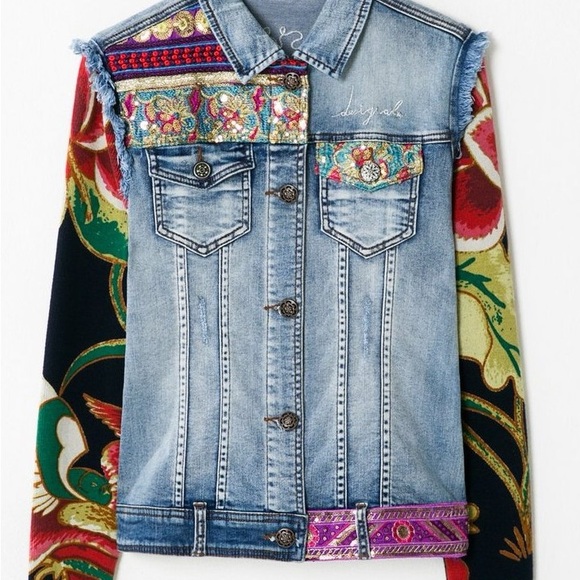Desigual Jackets & Blazers - Desigual Embellished Denim Jacket Size Small